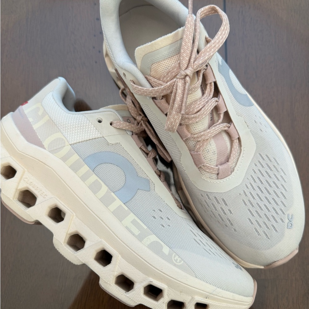 On Running Women's Sneakers - White and Pink cloudmonster